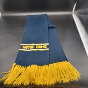 Notre Dame Scarf Navy Gold Fringe NCAA Fan Gear Knit Winter Scarf